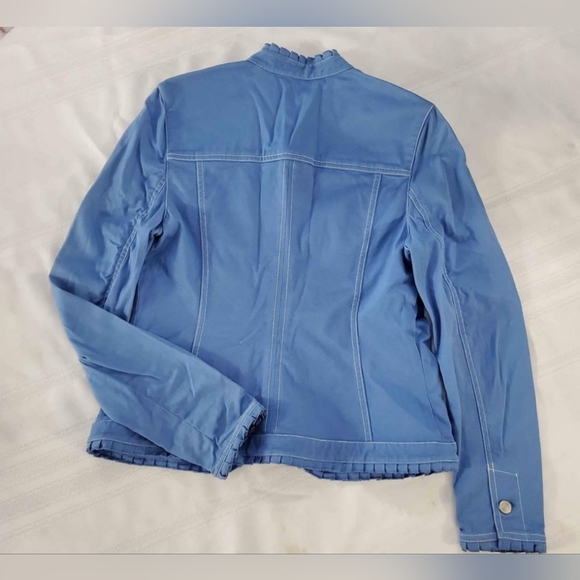 Blue Peck & Peck Weekend Ruffle Trim Hooked Closure Jacket Size 6 - Picture 6 of 8